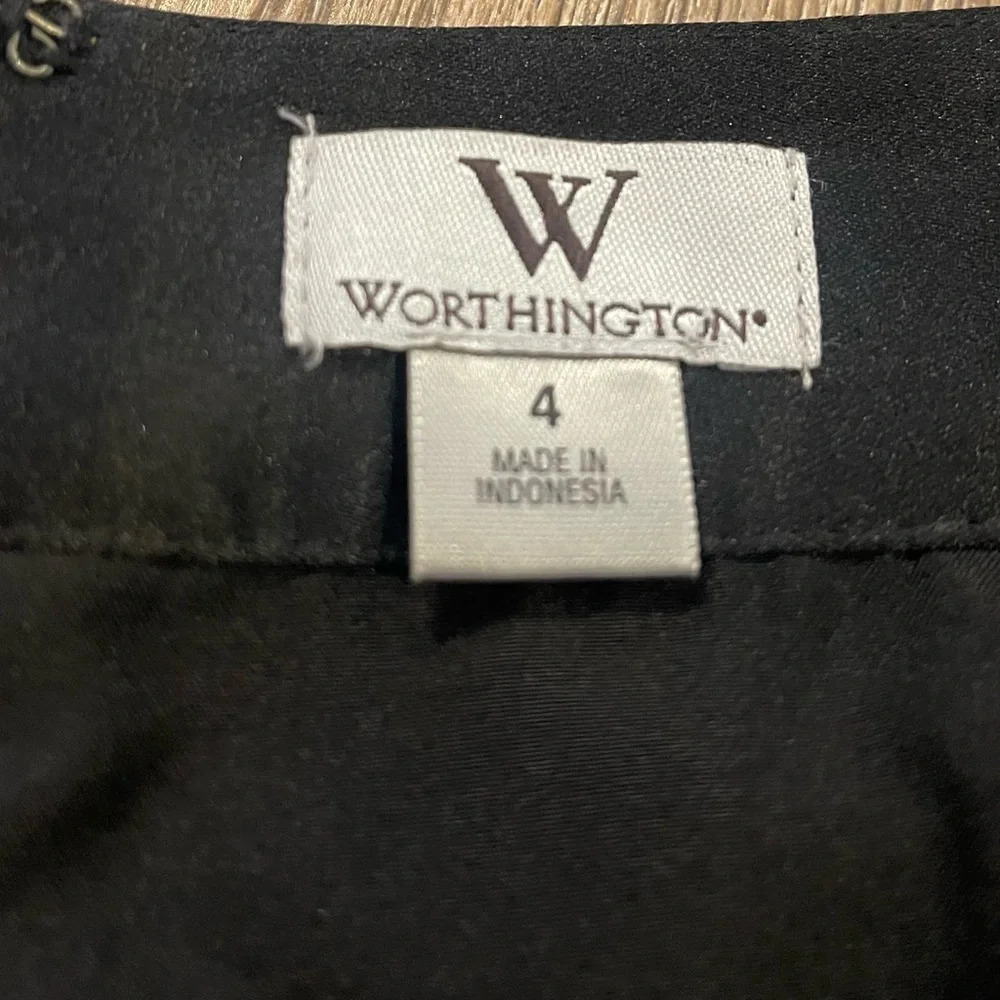 Worthington Pencil Skirt Women’s Size 4 Black Satin Pleated Formal Event Holiday - Picture 4 of 7